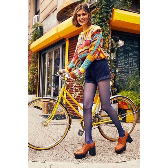 NWOT Free People Bright Multicolored Light Weight Knit Sweater Poncho - Picture 10 of 11